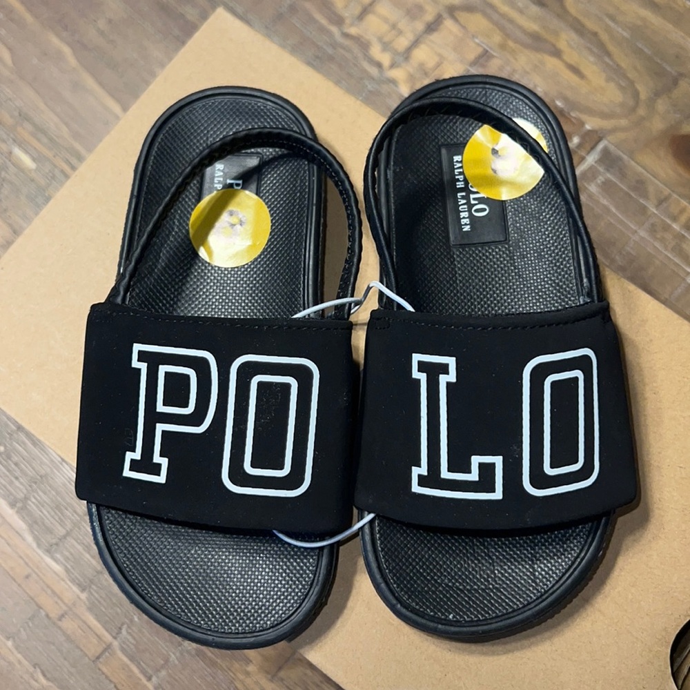 Polo by Ralph Lauren Black Sandals with Cushioned Footbed